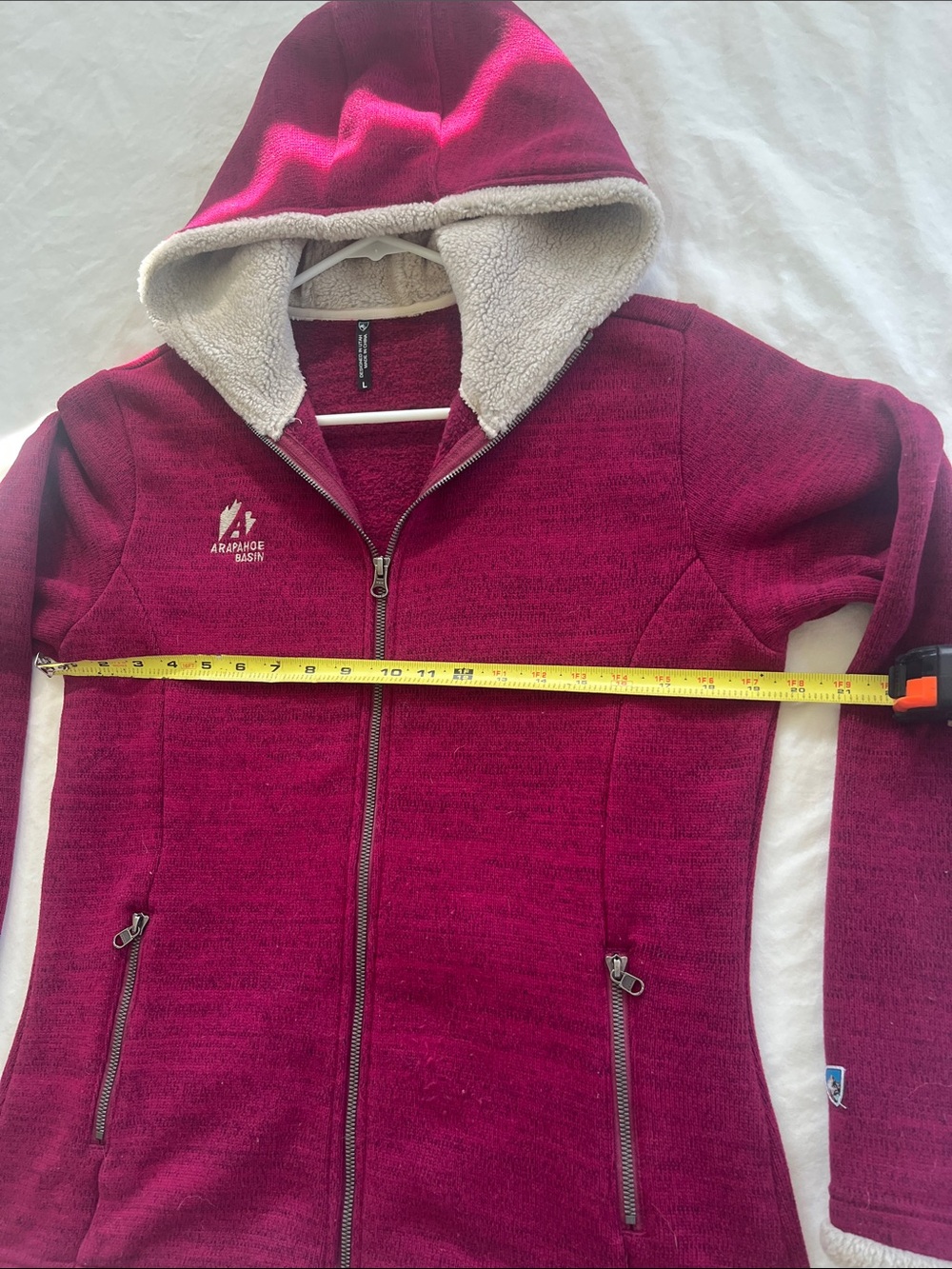 Kuhl Women's Burgundy Zip Teddy Jacket with Cream Sherpa Hood - Picture 7 of 11